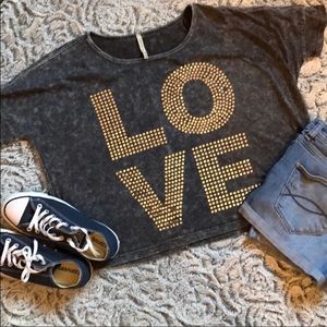 Love short with silver letters